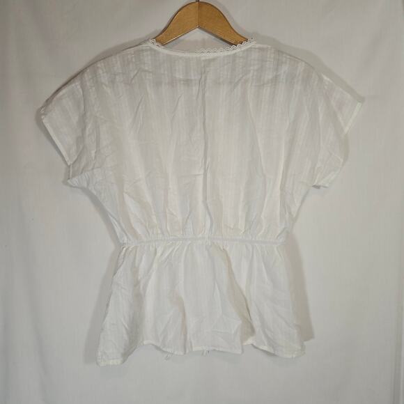 Savanna Jane Embroidered Elastic Waist Top Lace Boho Beach Spring Floral L - Picture 6 of 7